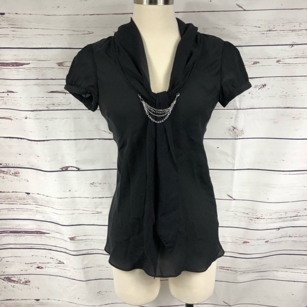 WHBM Black Chain Blouse